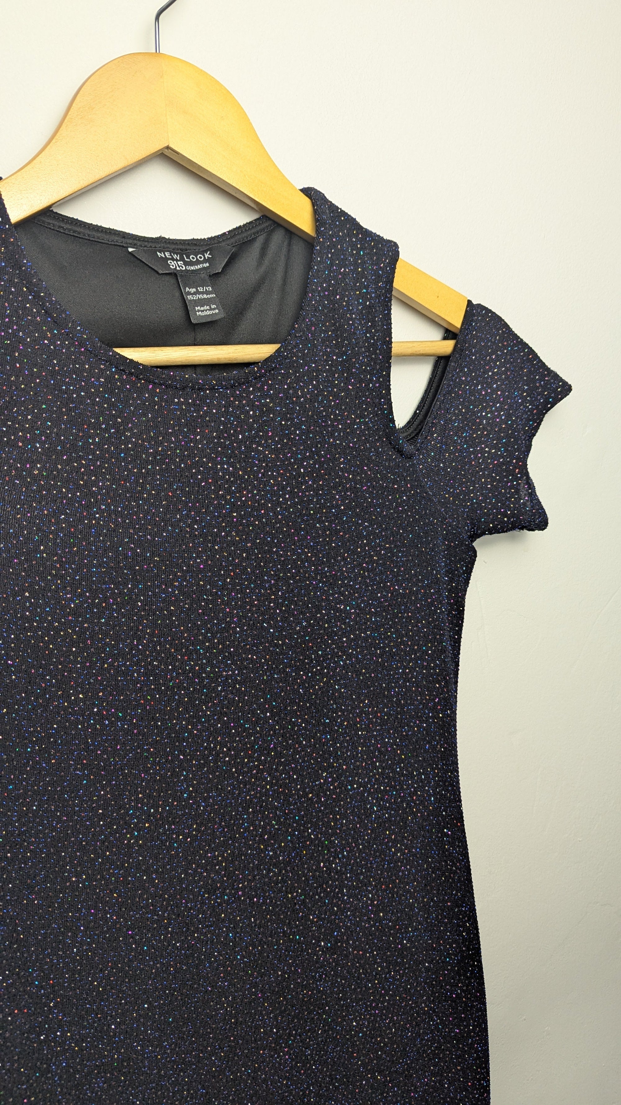 New Look Black & Multi Cold Shoulder Dress - Girls 12 - 13 Years - Little Ones Preloved. Second Hand Children's & Preloved Baby, Kids, Girls & Boys Clothes. UK online