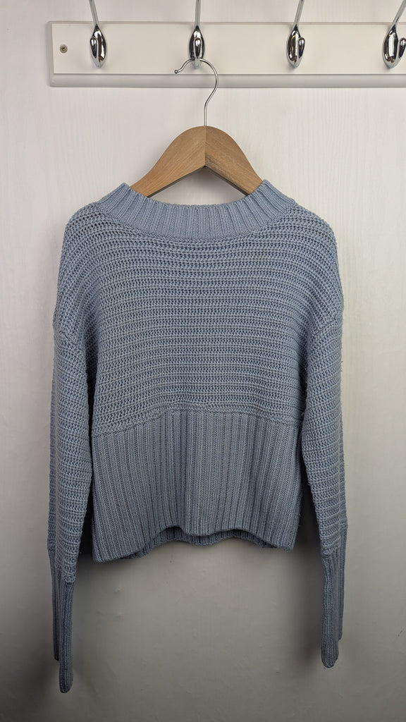 New Look Blue Knit Crop Jumper - Girls 9 Years Little Ones Preloved Used, Preloved, Preworn & Second Hand Baby, Kids & Children's Clothing UK Online. Cheap affordable. Brands including Next, Joules, Nutmeg Morrisons, TU, F&F, H&M.