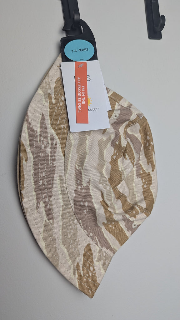 NEW M&S Beige Camo Bucket Hat - Unisex 10-13 Years Little Ones Preloved Used, Preloved, Preworn & Second Hand Baby, Kids & Children's Clothing UK Online. Cheap affordable. Brands including Next, Joules, Nutmeg Morrisons, TU, F&F, H&M.