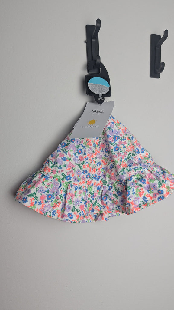 NEW M&S Floral Ruffle Sun Hat - Girls 18-36 Months Little Ones Preloved Used, Preloved, Preworn & Second Hand Baby, Kids & Children's Clothing UK Online. Cheap affordable. Brands including Next, Joules, Nutmeg Morrisons, TU, F&F, H&M.