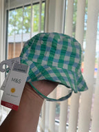 NEW M&S Green & Blue Check Summer Hat - Boys 0 - 3 Months - Little Ones Preloved. Second Hand Children's & Preloved Baby, Kids, Girls & Boys Clothes. UK online