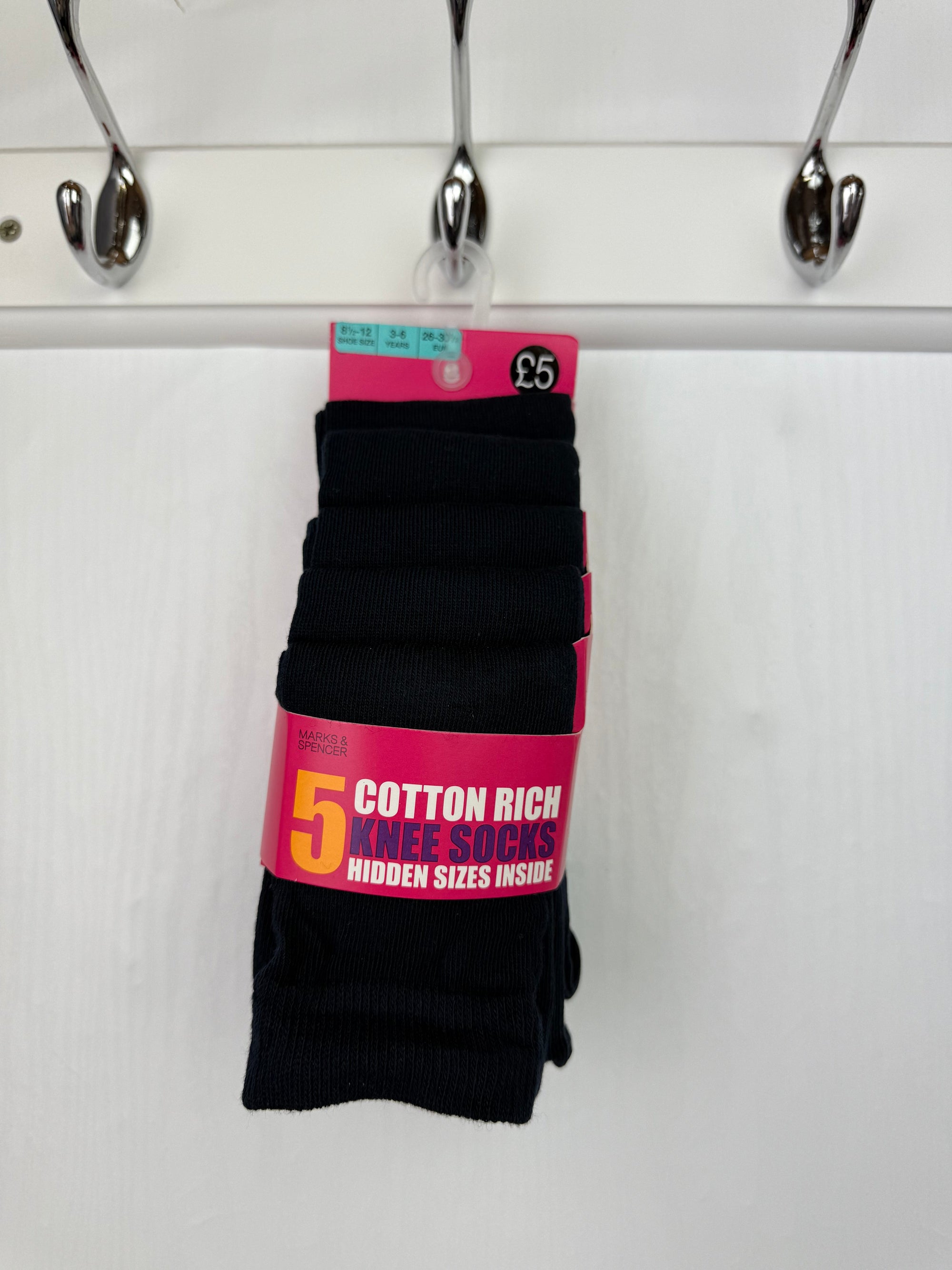 NEW M&S Navy Cotton Rich School Knee Socks - Girls 3 - 6 Years - Little Ones Preloved. Second Hand Children's & Preloved Baby, Kids, Girls & Boys Clothes. UK online