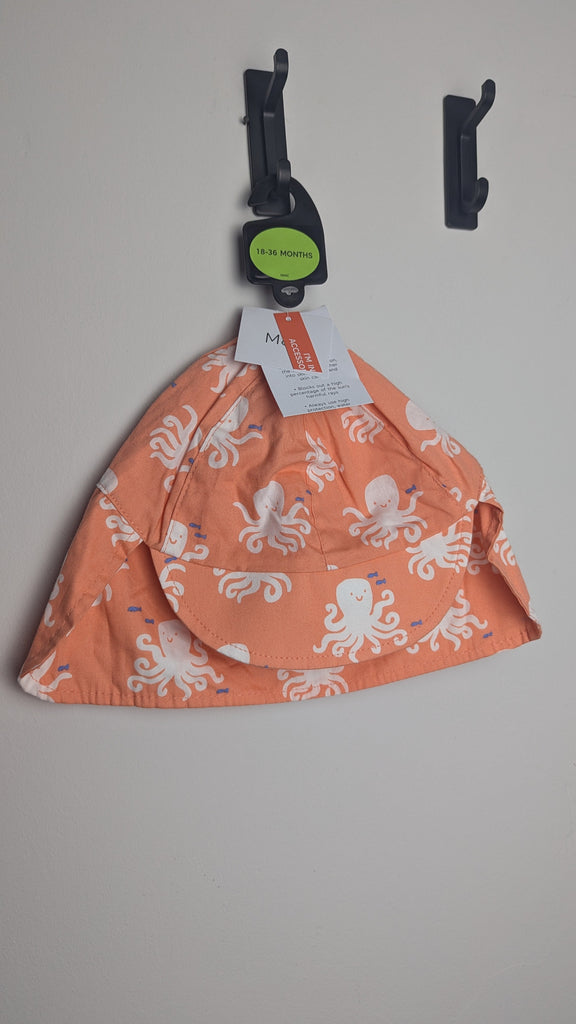 NEW M&S Orange Octopus Sun Hat - Unisex 0-3 Months Little Ones Preloved Used, Preloved, Preworn & Second Hand Baby, Kids & Children's Clothing UK Online. Cheap affordable. Brands including Next, Joules, Nutmeg Morrisons, TU, F&F, H&M.