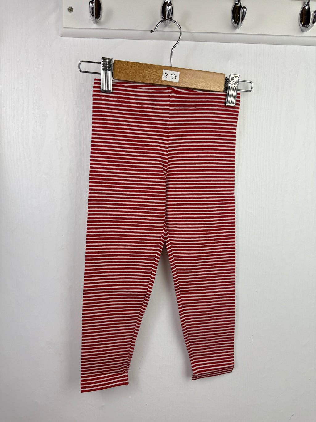 NEW M*S Red Striped Leggings - Girls 2 - 3 Years - Little Ones Preloved. Second Hand Children's & Preloved Baby, Kids, Girls & Boys Clothes. UK online