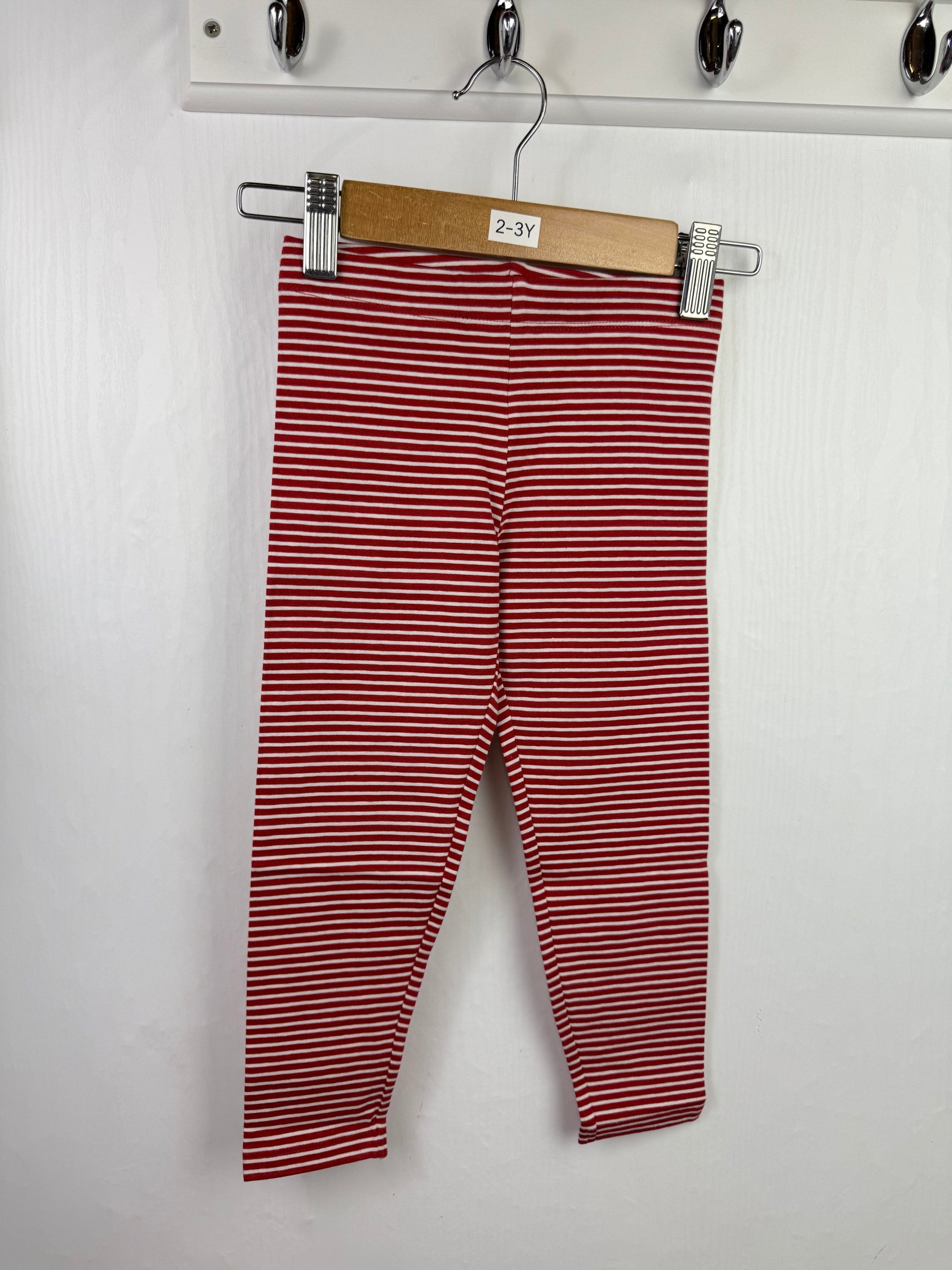 NEW M*S Red Striped Leggings - Girls 2 - 3 Years - Little Ones Preloved. Second Hand Children's & Preloved Baby, Kids, Girls & Boys Clothes. UK online