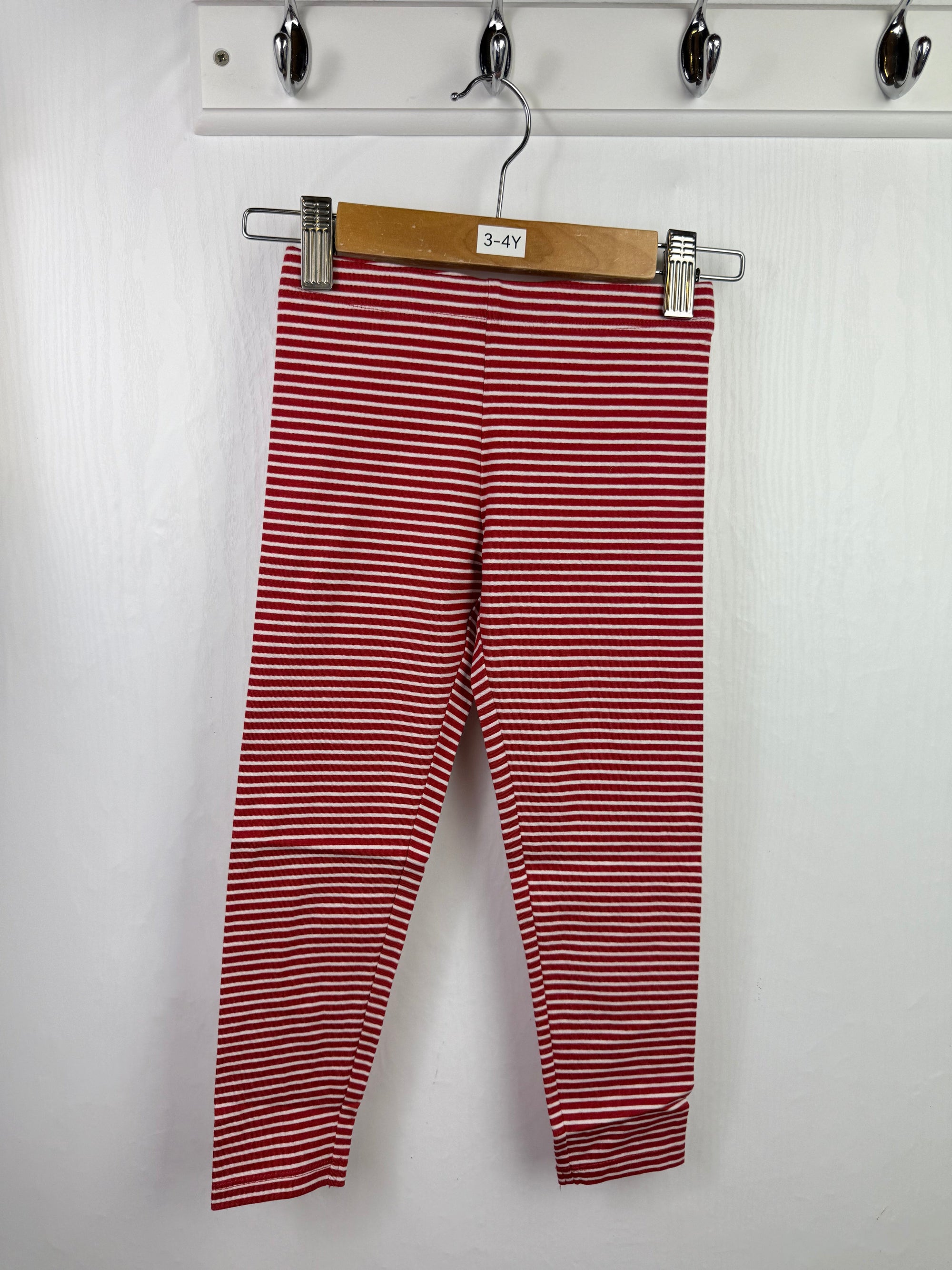 NEW M*S Red Striped Leggings - Girls 3 - 4 Years - Little Ones Preloved. Second Hand Children's & Preloved Baby, Kids, Girls & Boys Clothes. UK online