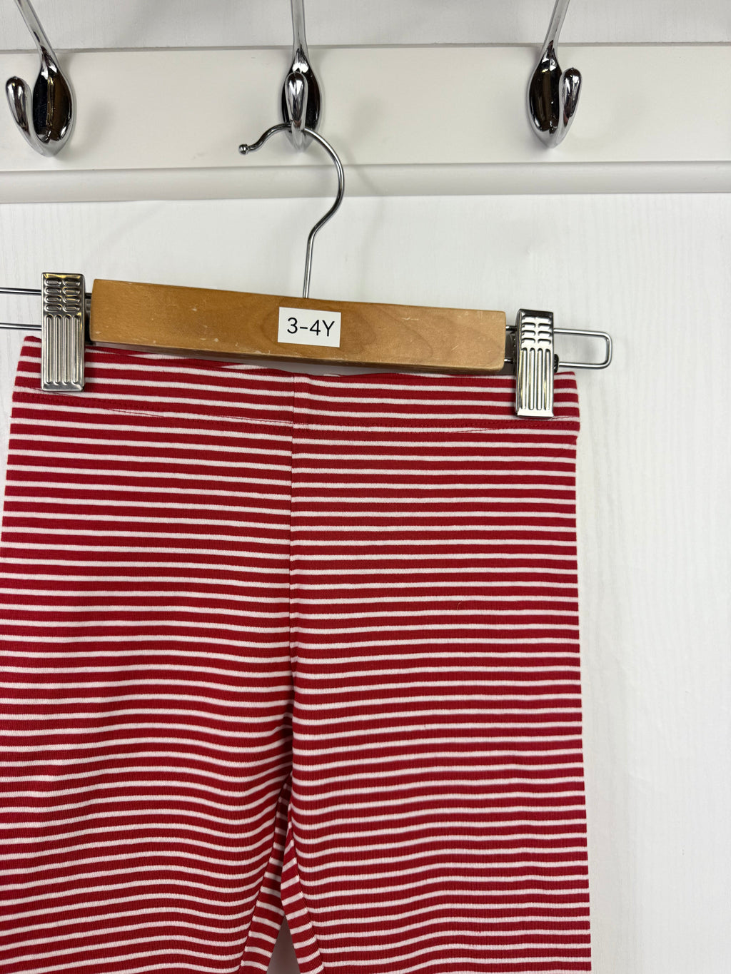 NEW M*S Red Striped Leggings - Girls 3 - 4 Years - Little Ones Preloved. Second Hand Children's & Preloved Baby, Kids, Girls & Boys Clothes. UK online