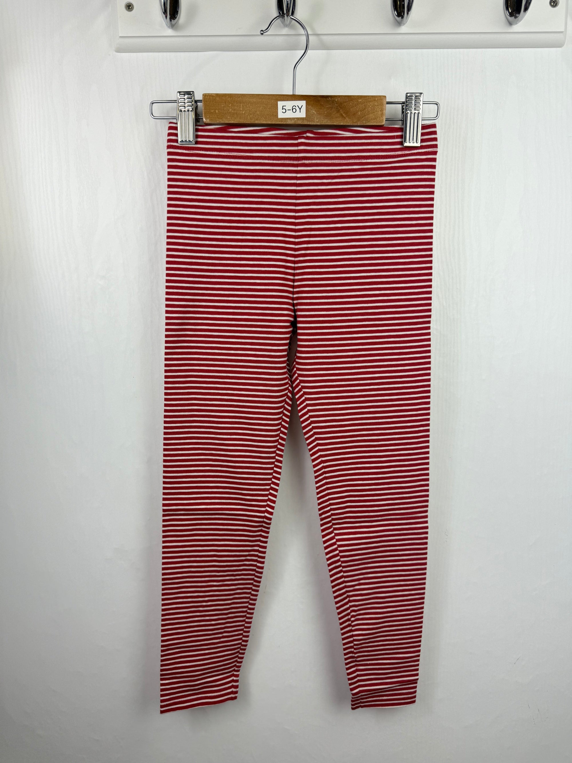 NEW M*S Red Striped Leggings - Girls 5 - 6 Years - Little Ones Preloved. Second Hand Children's & Preloved Baby, Kids, Girls & Boys Clothes. UK online