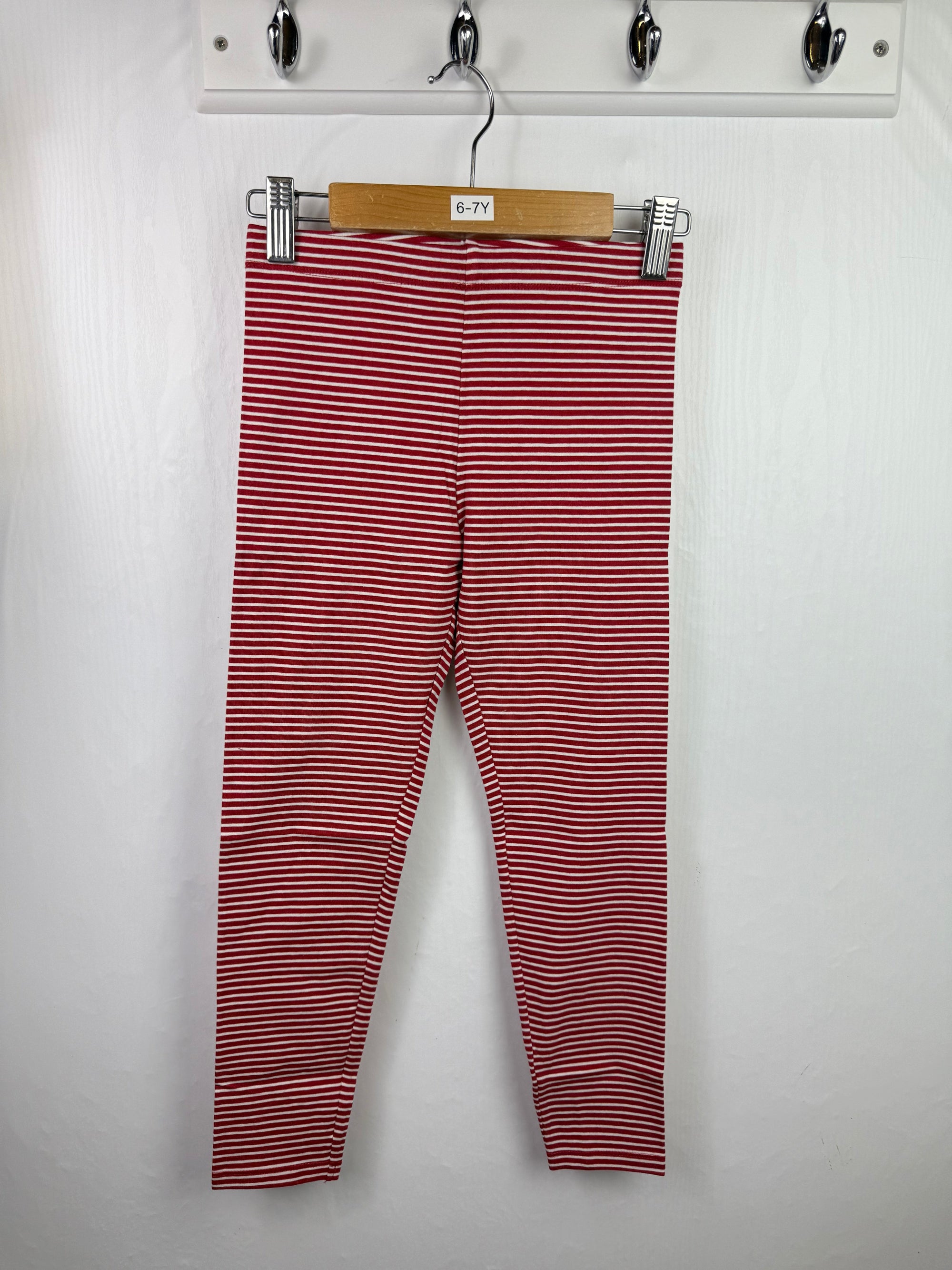 NEW M*S Red Striped Leggings - Girls 6 - 7 Years - Little Ones Preloved. Second Hand Children's & Preloved Baby, Kids, Girls & Boys Clothes. UK online