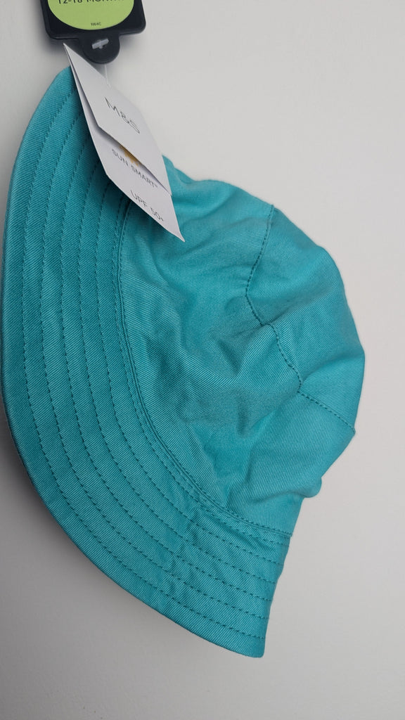 NEW M&S Turquoise Bucket Hat - Unisex 12-18 Months Little Ones Preloved Used, Preloved, Preworn Baby, Girls & Boys Clothes. Kids & Children's second hand Clothing UK Online. Cheap affordable. Brands including Next, Joules, Nutmeg Morrisons, TU, F&F, H&M.