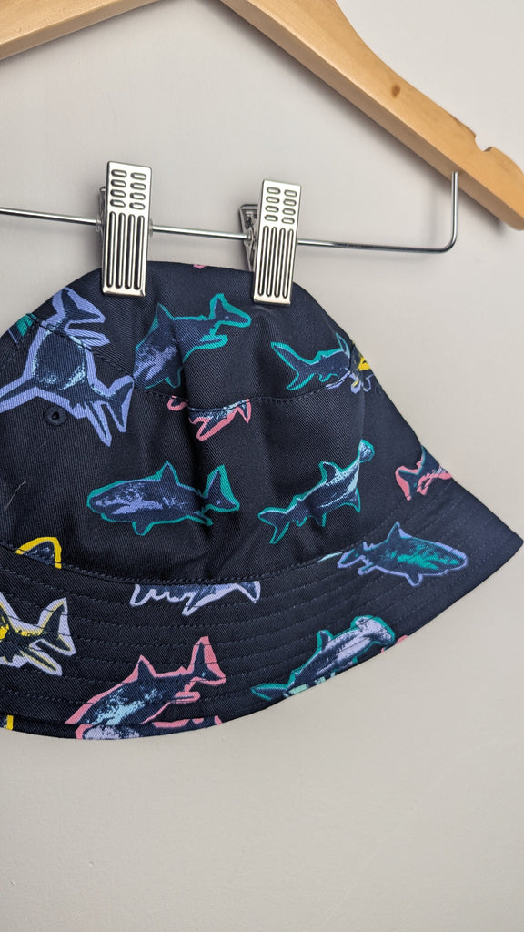 NEW Navy Sharks Bucket Hat - Boys 6-10 Years Little Ones Preloved Used, Preloved, Preworn Baby, Girls & Boys Clothes. Kids & Children's second hand Clothing UK Online. Cheap affordable. Brands including Next, Joules, Nutmeg Morrisons, TU, F&F, H&M.