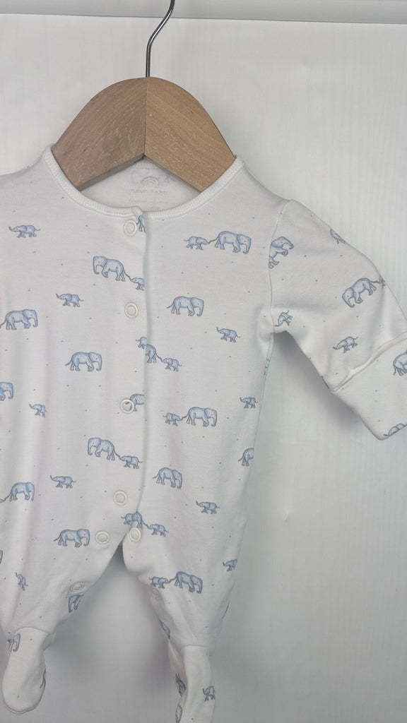 NEW Next Elephants Sleepsuit - Unisex Tiny Baby Next Used, Preloved, Preworn & Second Hand Baby, Kids & Children's Clothing UK Online. Cheap affordable. Brands including Next, Joules, Nutmeg Morrisons, TU, F&F, H&M.