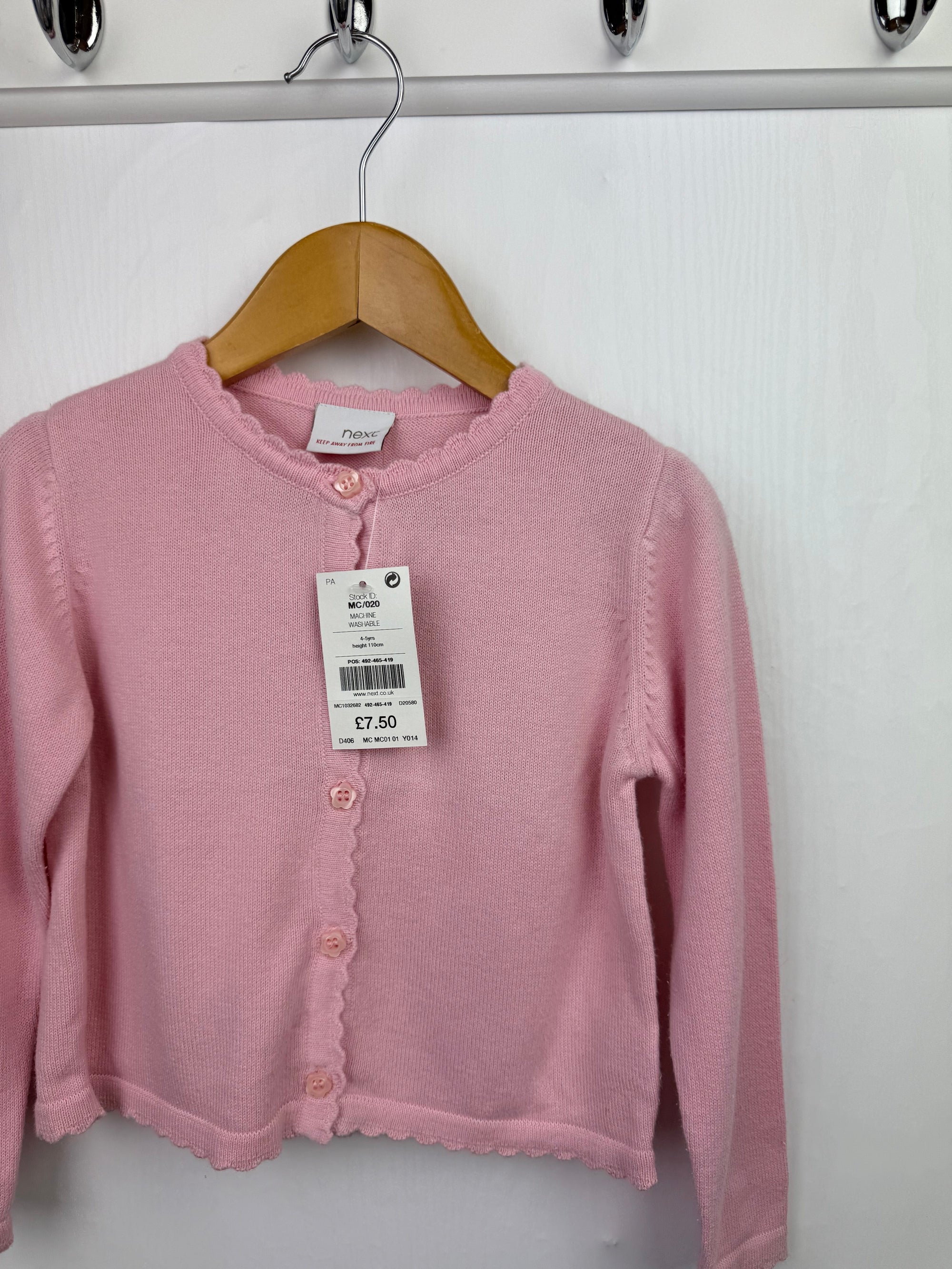 NEW Next Pink Floral Button Cardigan - Girls 4 - 5 Years - Little Ones Preloved. Second Hand Children's & Preloved Baby, Kids, Girls & Boys Clothes. UK online
