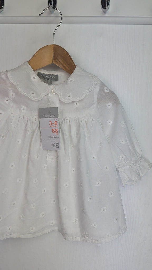 NEW Primark White Eyelet Long Sleeve Dress - Girls 3-6 Months Primark Used, Preloved, Preworn & Second Hand Baby, Kids & Children's Clothing UK Online. Cheap affordable. Brands including Next, Joules, Nutmeg Morrisons, TU, F&F, H&M.