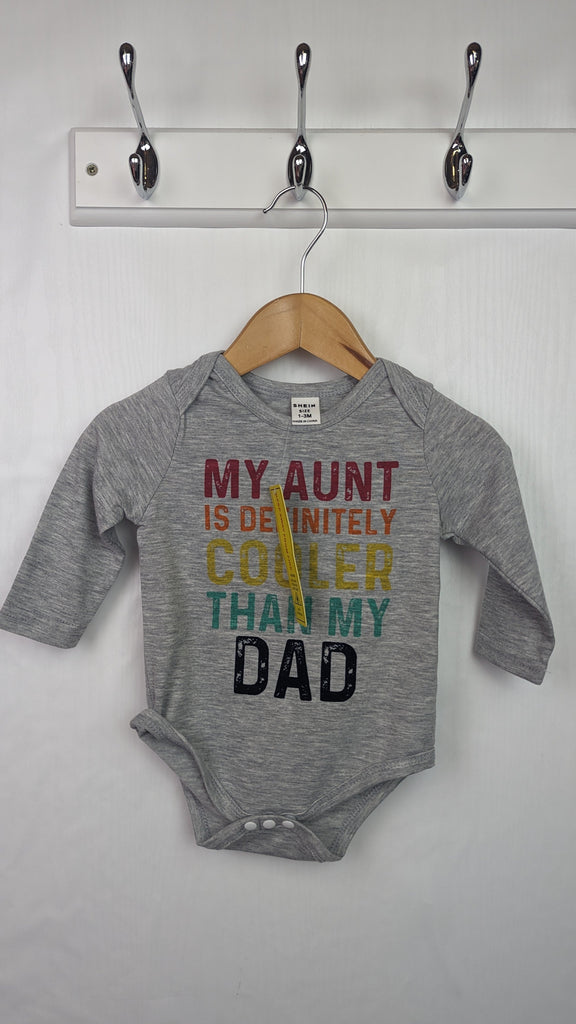 New Shein Aunt Cooler than my dad bodysuit - Unisex 0-3 Months Shein Used, Preloved, Preworn & Second Hand Baby, Kids & Children's Clothing UK Online. Cheap affordable. Brands including Next, Joules, Nutmeg Morrisons, TU, F&F, H&M.