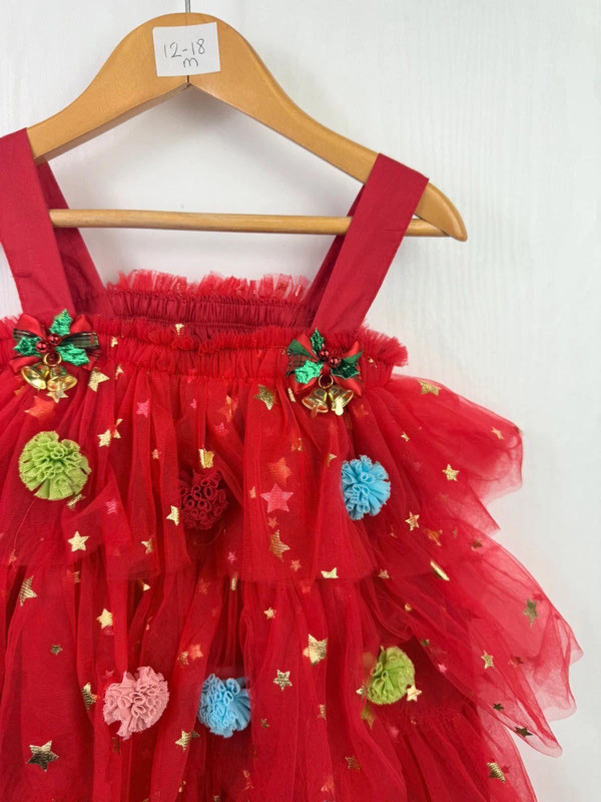 NEW Unbranded Christmas Tree PomPom Dress - Girls 12 - 24 Months - Little Ones Preloved. Second Hand Children's & Preloved Baby, Kids, Girls & Boys Clothes. UK online