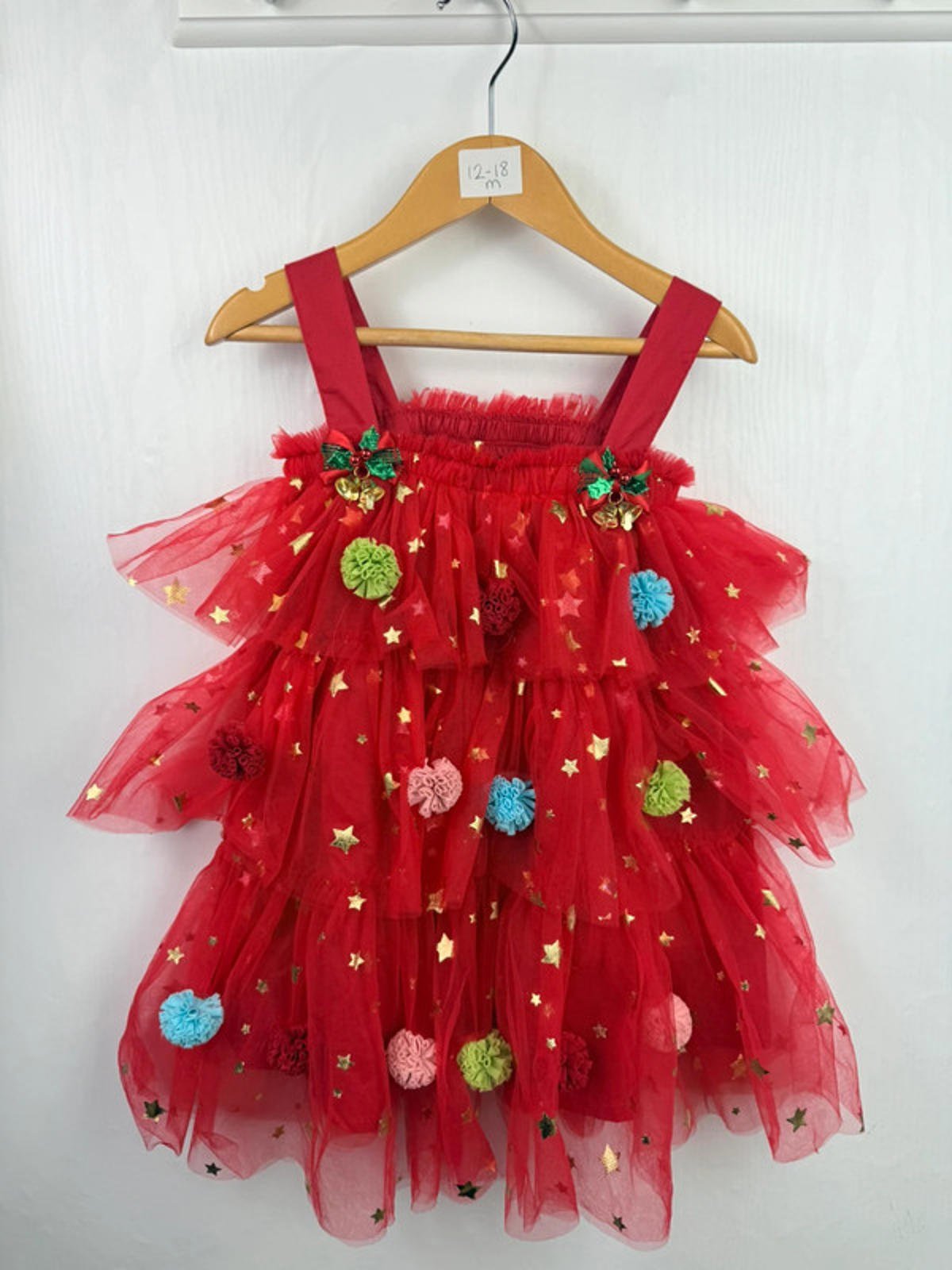 NEW Unbranded Christmas Tree PomPom Dress - Girls 12 - 24 Months - Little Ones Preloved. Second Hand Children's & Preloved Baby, Kids, Girls & Boys Clothes. UK online