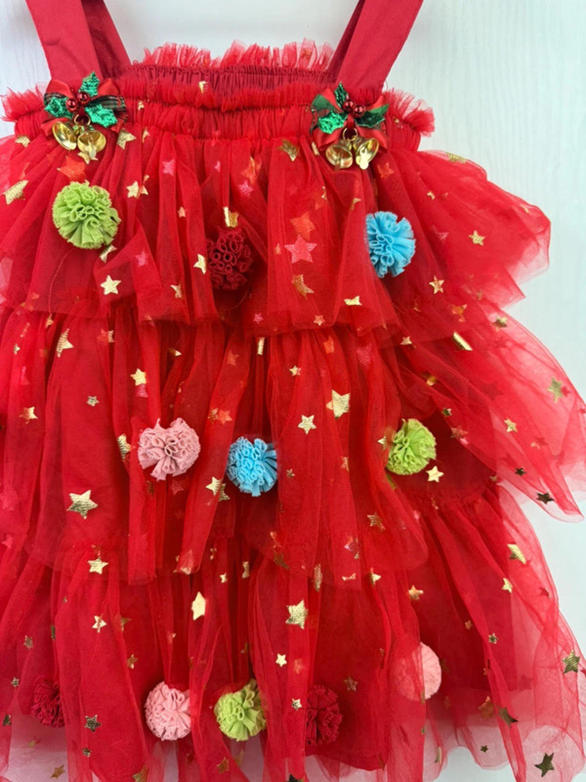 NEW Unbranded Christmas Tree PomPom Dress - Girls 12 - 24 Months - Little Ones Preloved. Second Hand Children's & Preloved Baby, Kids, Girls & Boys Clothes. UK online