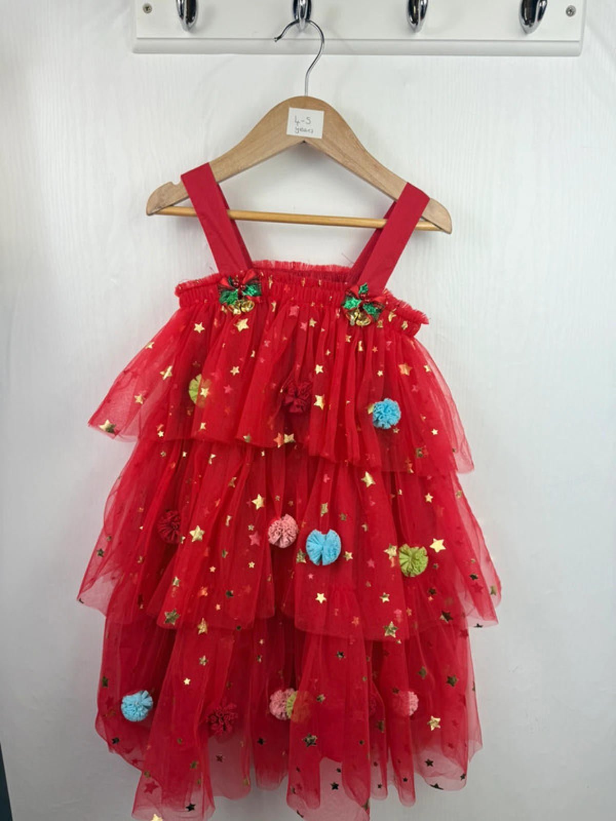 New Unbranded Christmas Tree PomPom Dress - Girls 4 - 5 Years - Little Ones Preloved. Second Hand Children's & Preloved Baby, Kids, Girls & Boys Clothes. UK online
