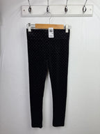 NEW Velour Black Glitter Leggings - Girls 5 - 6 Years - Little Ones Preloved. Second Hand Children's & Preloved Baby, Kids, Girls & Boys Clothes. UK online