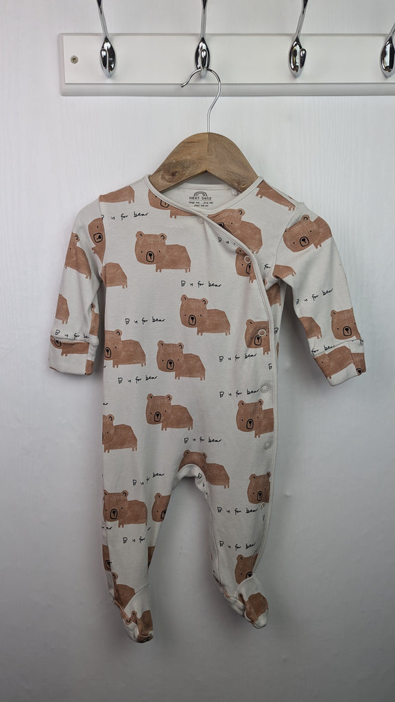 Next B is for Bear Sleepsuit - Unisex 3-6 months Little Ones Preloved Used, Preloved, Preworn & Second Hand Baby, Kids & Children's Clothing UK Online. Cheap affordable. Brands including Next, Joules, Nutmeg Morrisons, TU, F&F, H&M.