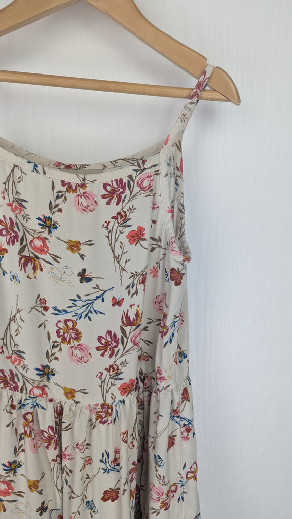 Next Beige Floral Tiered Dress - Girls 9 Years Little Ones Preloved Used, Preloved, Preworn & Second Hand Baby, Kids & Children's Clothing UK Online. Cheap affordable. Brands including Next, Joules, Nutmeg Morrisons, TU, F&F, H&M.