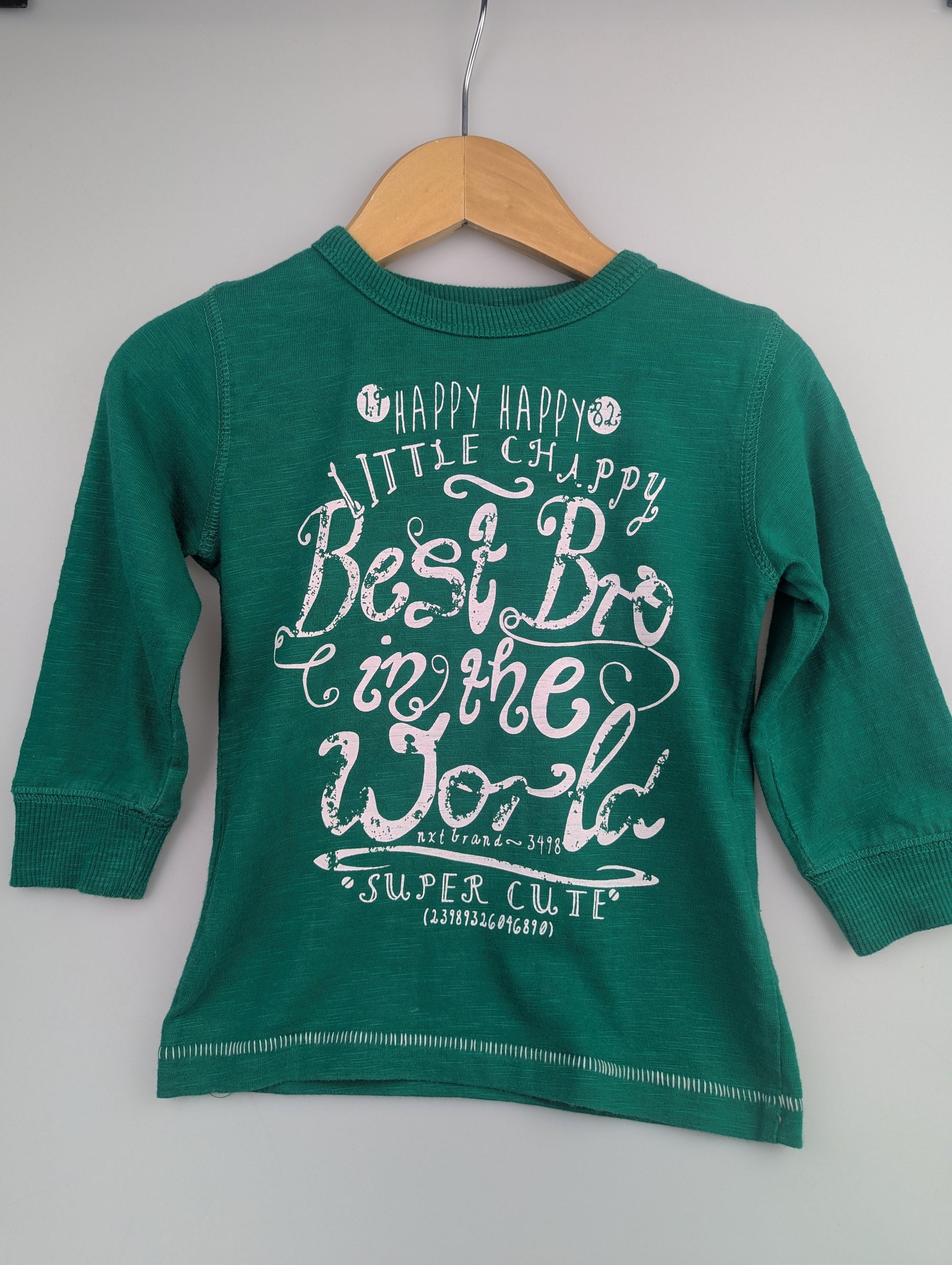 Next 'Best Bro' Green Top - Boys 9 - 12 Months - Little Ones Preloved. Second Hand Children's & Preloved Baby, Kids, Girls & Boys Clothes. UK online