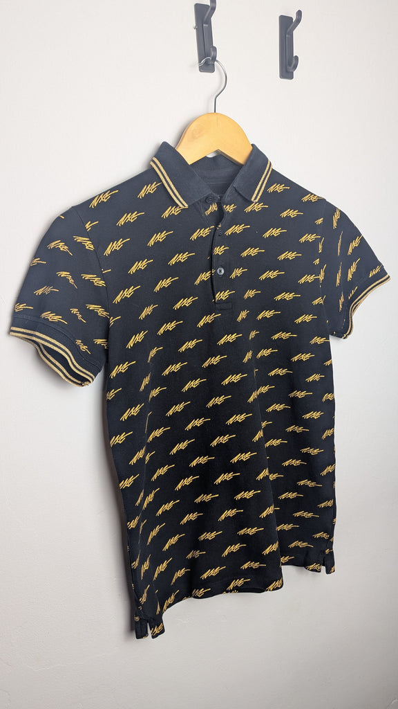 Next Black & Gold Polo Shirt - Boys 12 Years Little Ones Preloved Used, Preloved, Preworn & Second Hand Baby, Kids & Children's Clothing UK Online. Cheap affordable. Brands including Next, Joules, Nutmeg Morrisons, TU, F&F, H&M.