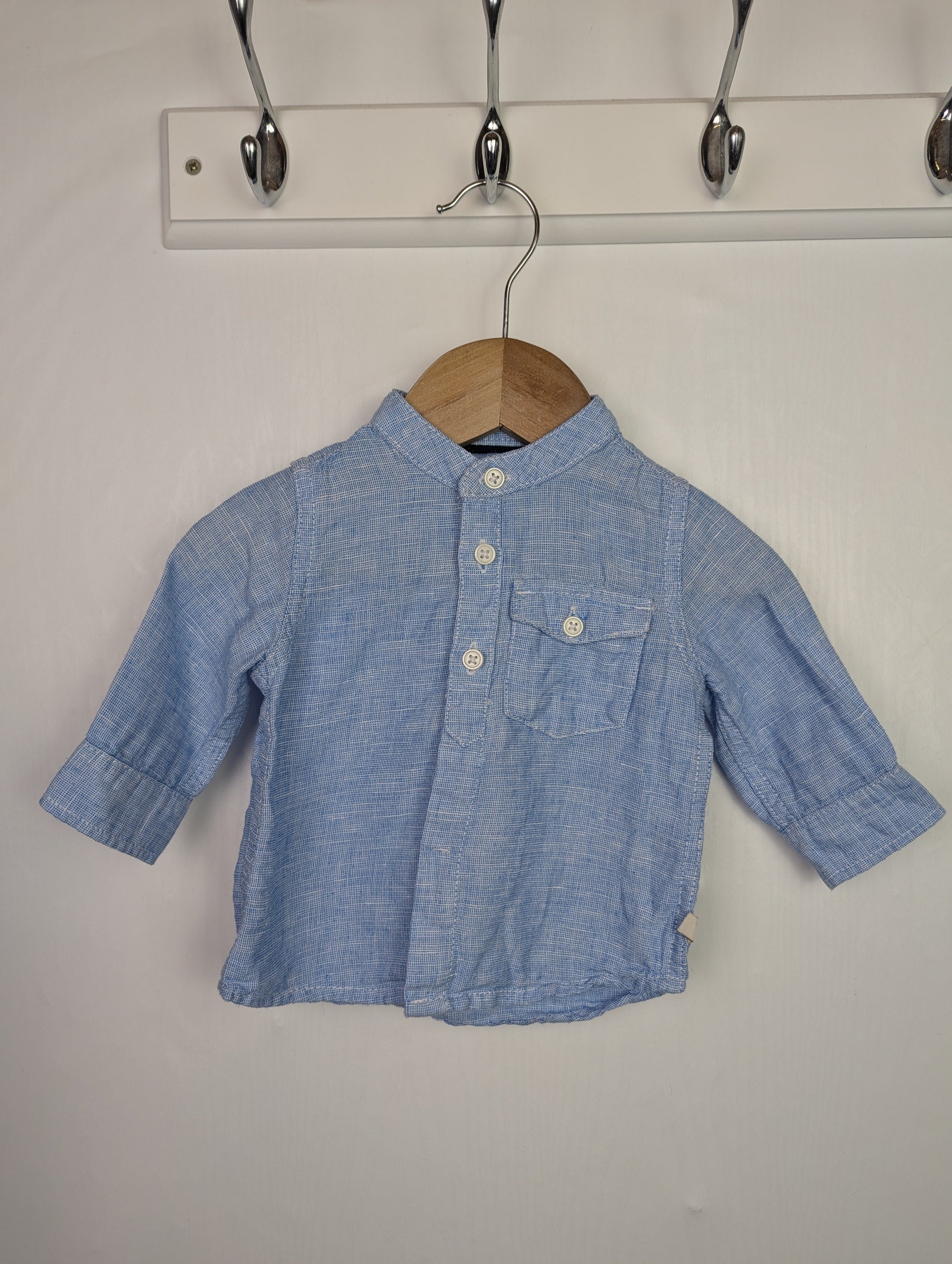 Next Blue Buton Shirt - Boys 3 - 6 Months - Little Ones Preloved. Second Hand Children's & Preloved Baby, Kids, Girls & Boys Clothes. UK online