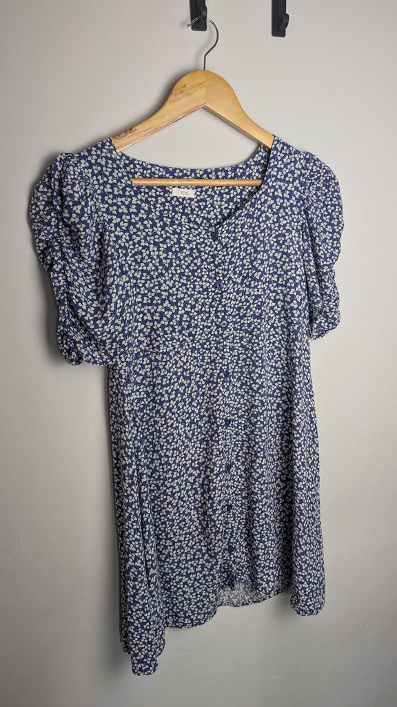 Next Blue Floral Button Dress - Girls 12 Years Little Ones Preloved Used, Preloved, Preworn & Second Hand Baby, Kids & Children's Clothing UK Online. Cheap affordable. Brands including Next, Joules, Nutmeg Morrisons, TU, F&F, H&M.