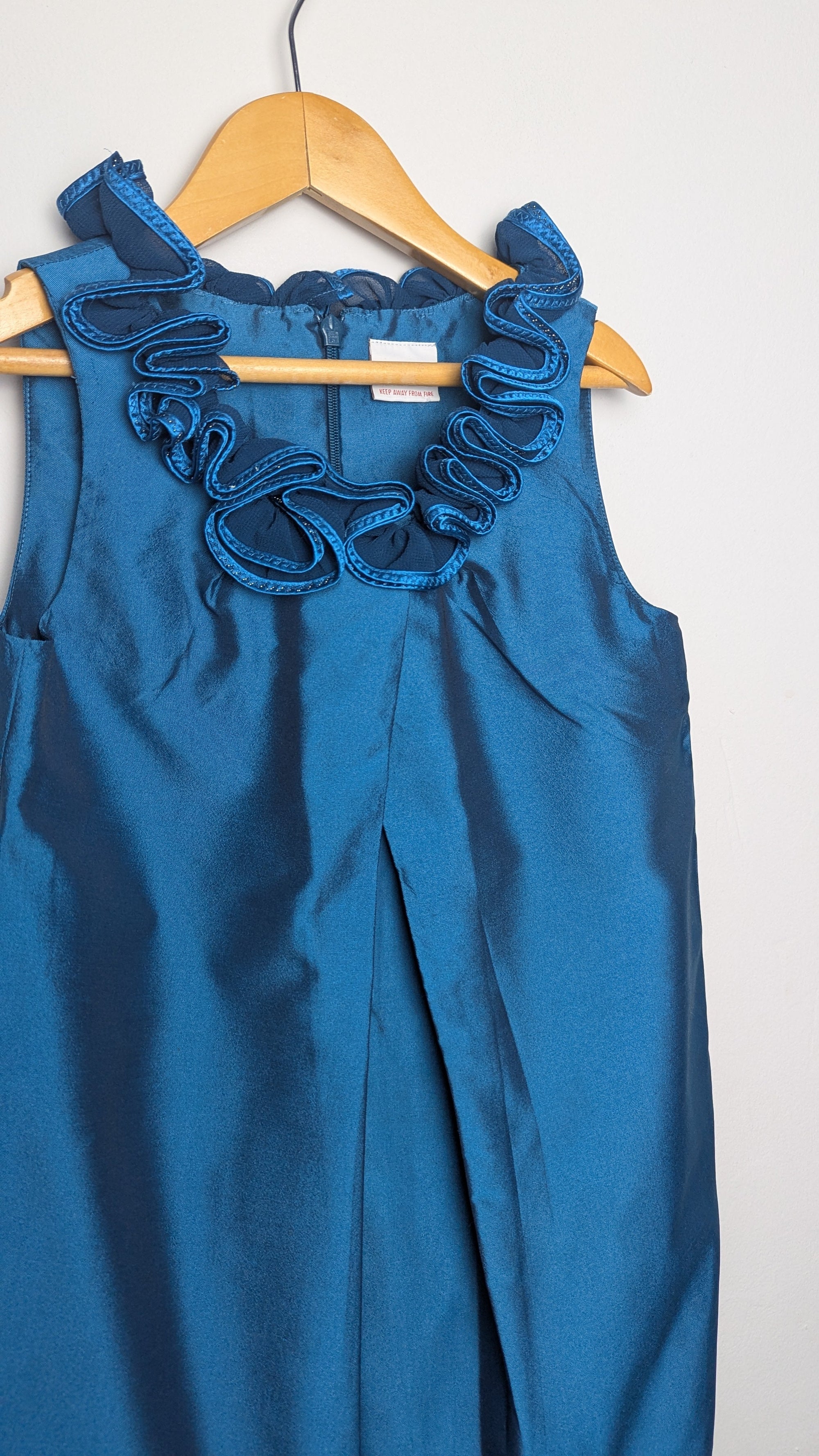 Next Blue Ruffle Collar Party Dress - Girls 6 Years - Little Ones Preloved. Second Hand Children's & Preloved Baby, Kids, Girls & Boys Clothes. UK online