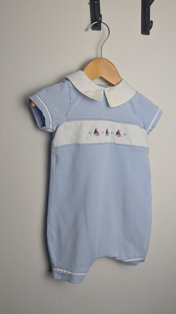 Next Blue Sailor Romper - Boys 3-6 Months Little Ones Preloved Used, Preloved, Preworn & Second Hand Baby, Kids & Children's Clothing UK Online. Cheap affordable. Brands including Next, Joules, Nutmeg Morrisons, TU, F&F, H&M.