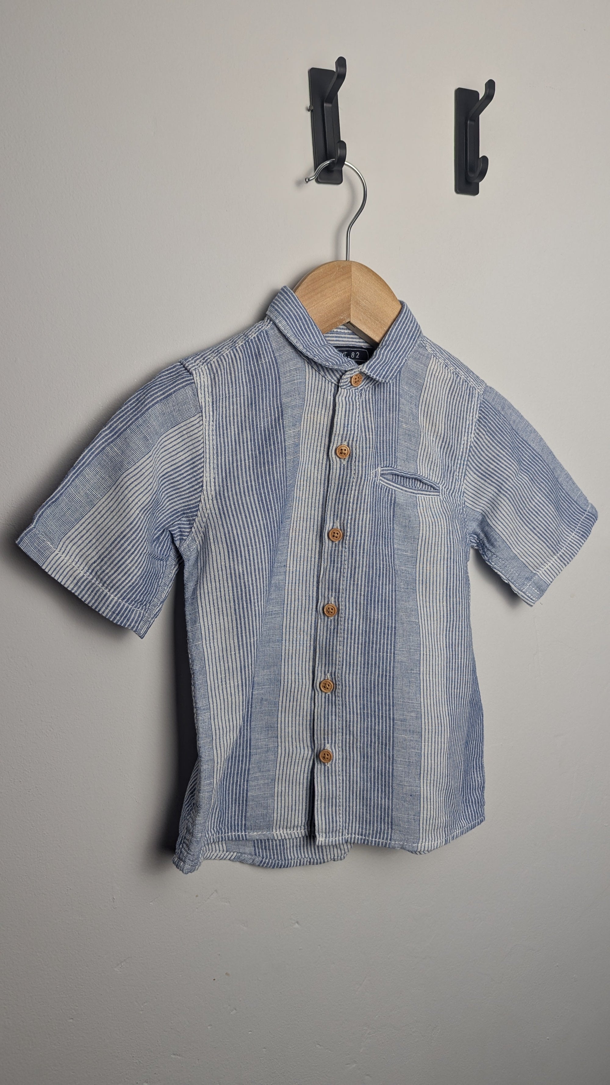 Next Blue Striped Cotton & Linen Shirt - Boys 3 - 4 Years - Little Ones Preloved. Second Hand Children's & Preloved Baby, Kids, Girls & Boys Clothes. UK online