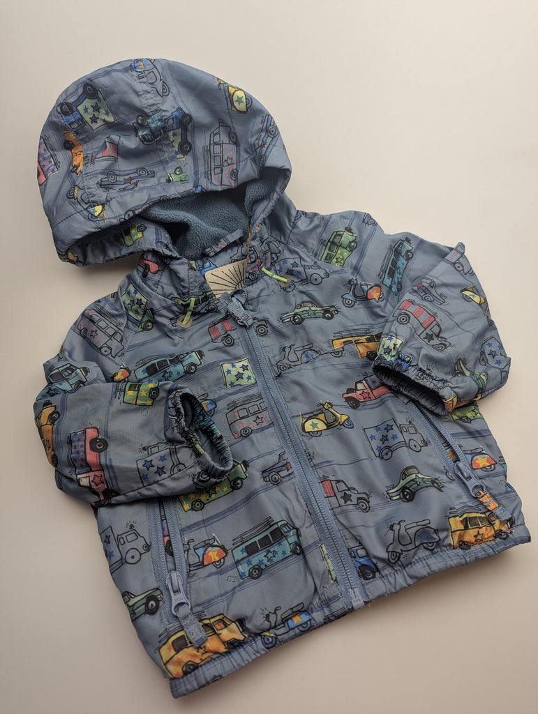 Next Blue Vehicles Jacket - Boys 9-12 Months Little Ones Preloved Used, Preloved, Preworn Baby, Girls & Boys Clothes. Kids & Children's second hand Clothing UK Online. Cheap affordable. Brands including Next, Joules, Nutmeg Morrisons, TU, F&F, H&M.