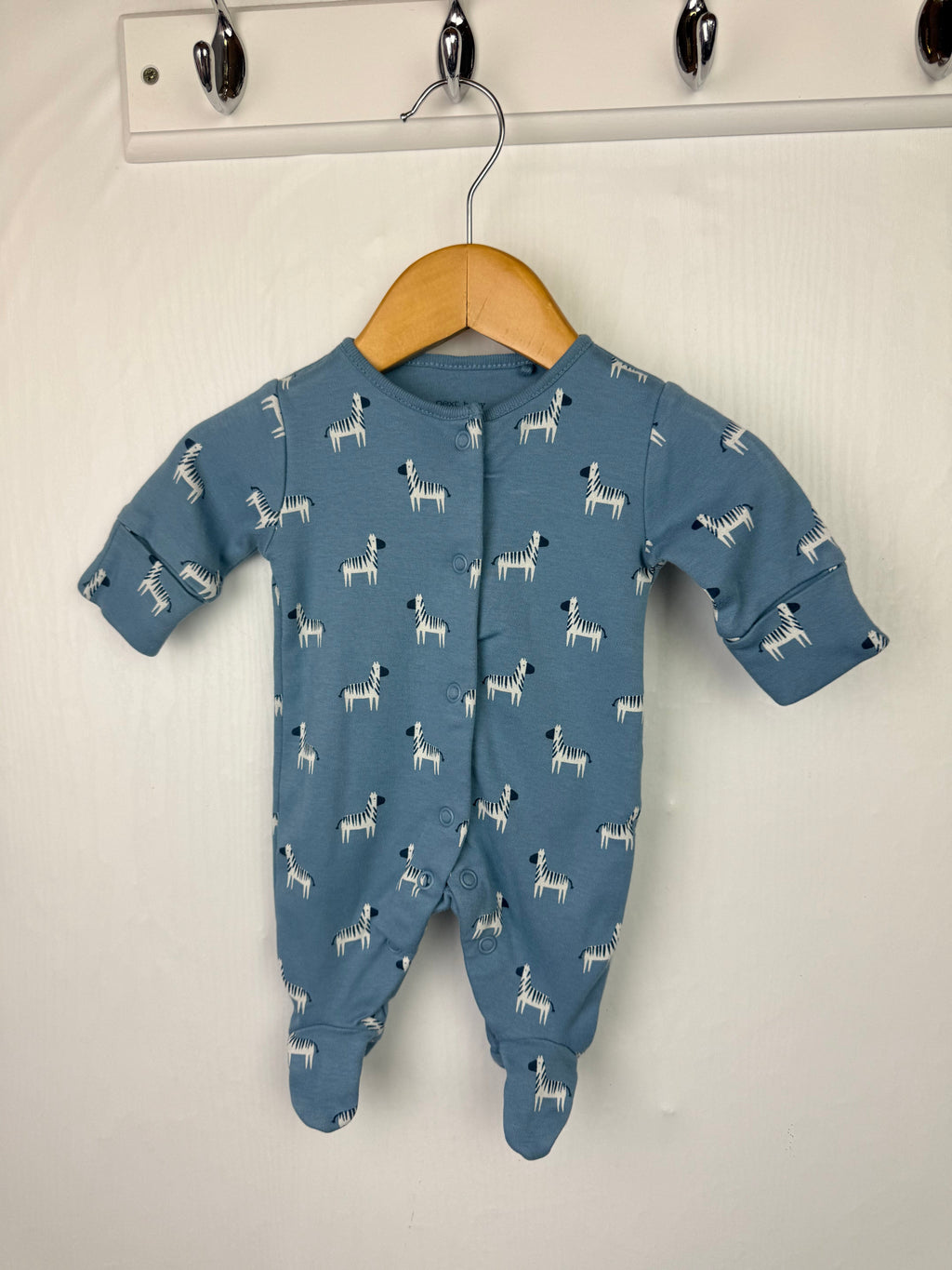 Next Blue Zebra Sleepsuit - Boys Newborn - Little Ones Preloved. Second Hand Children's & Preloved Baby, Kids, Girls & Boys Clothes. UK online