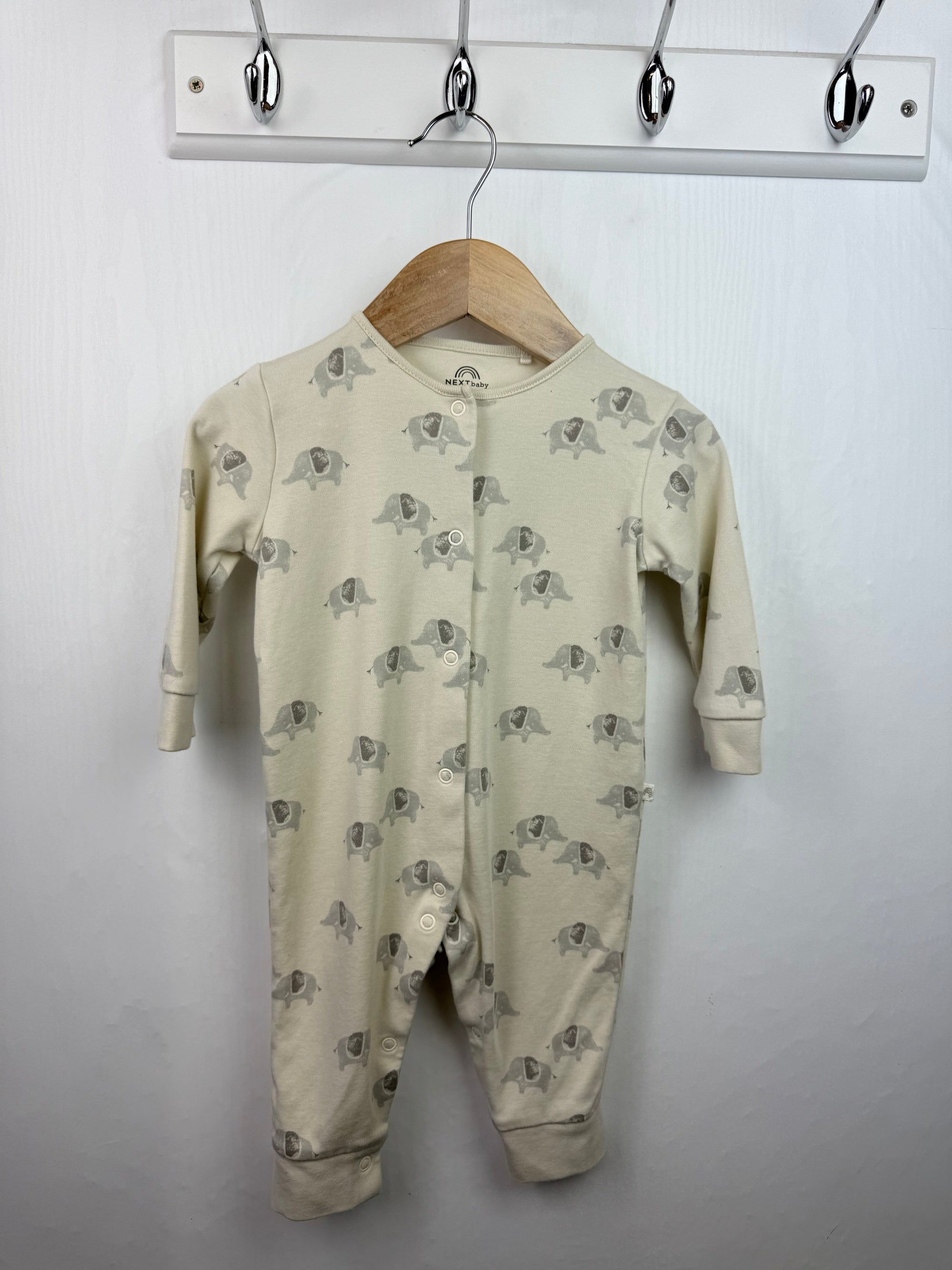 Next Cream Elephant Footless Sleepsuit - Unisex 6 - 9 Months - Little Ones Preloved. Second Hand Children's & Preloved Baby, Kids, Girls & Boys Clothes. UK online