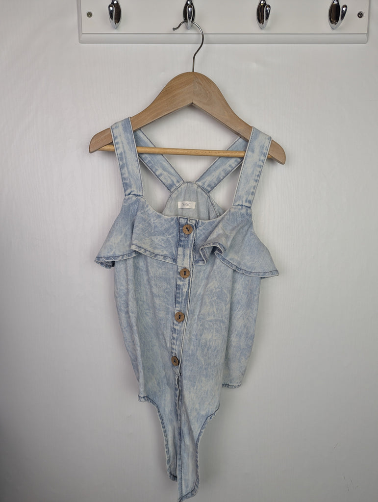 Next Denim Crop Top - Girls 9 Years Little Ones Preloved Used, Preloved, Preworn Baby, Girls & Boys Clothes. Kids & Children's second hand Clothing UK Online. Cheap affordable. Brands including Next, Joules, Nutmeg Morrisons, TU, F&F, H&M.