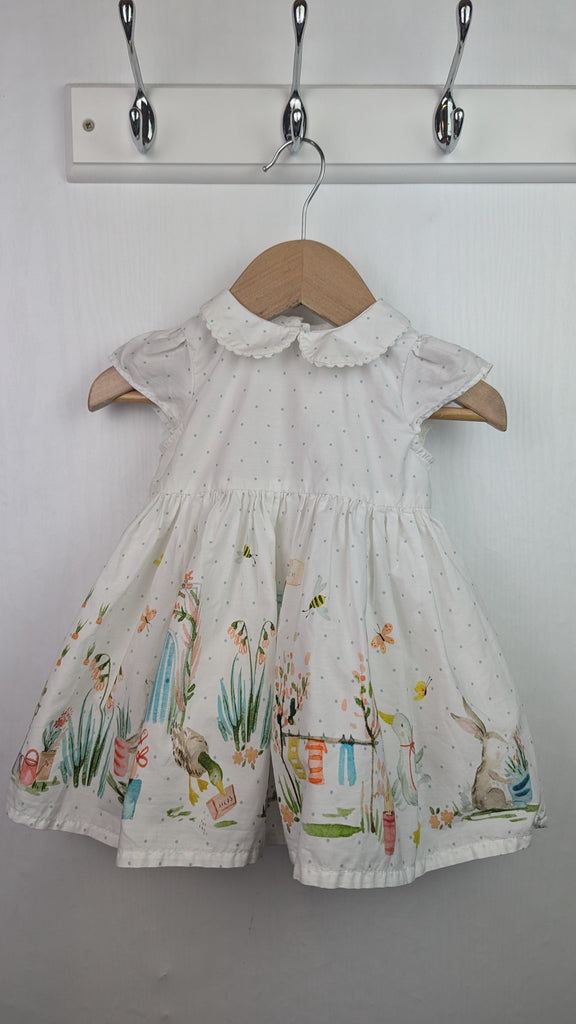 Next Floral Bunny & Goose Dress - Girls 3-6 Months Little Ones Preloved Used, Preloved, Preworn & Second Hand Baby, Kids & Children's Clothing UK Online. Cheap affordable. Brands including Next, Joules, Nutmeg Morrisons, TU, F&F, H&M.