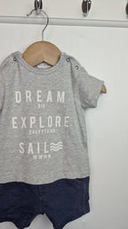 Next Grey & Blue Dream Big Romper - Boys 0 - 3 Months - Little Ones Preloved. Second Hand Children's & Preloved Baby, Kids, Girls & Boys Clothes. UK online