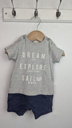 Next Grey & Blue Dream Big Romper - Boys 0 - 3 Months - Little Ones Preloved. Second Hand Children's & Preloved Baby, Kids, Girls & Boys Clothes. UK online