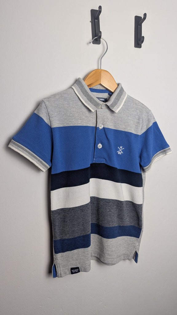 Next Grey & Blue Polo Shirt - Boys 3-4 Years Little Ones Preloved Used, Preloved, Preworn Baby, Girls & Boys Clothes. Kids & Children's second hand Clothing UK Online. Cheap affordable. Brands including Next, Joules, Nutmeg Morrisons, TU, F&F, H&M.