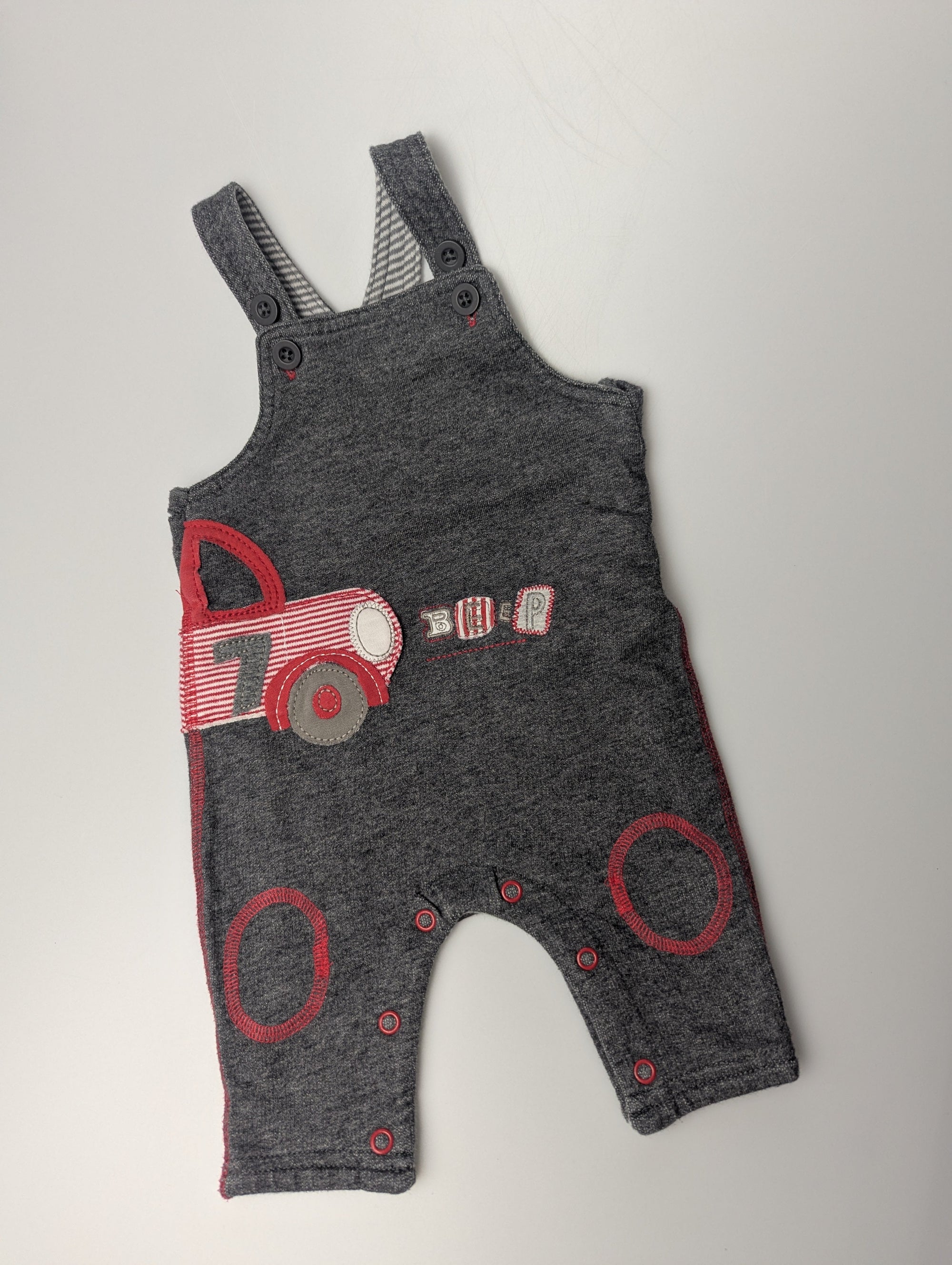 Next Grey Car Romper - Boys 0 - 3 Months - Little Ones Preloved. Second Hand Children's & Preloved Baby, Kids, Girls & Boys Clothes. UK online