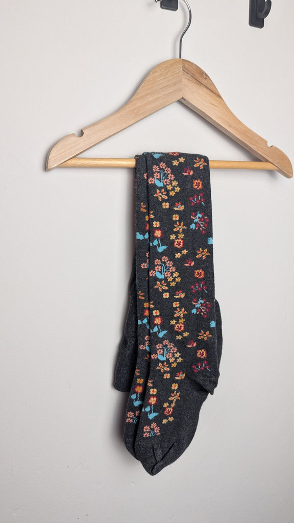 Next Grey Floral Tights - Girls 5-6 Years Little Ones Preloved Used, Preloved, Preworn & Second Hand Baby, Kids & Children's Clothing UK Online. Cheap affordable. Brands including Next, Joules, Nutmeg Morrisons, TU, F&F, H&M.