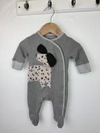 Next Grey Spotty Dog Sleepsuit - Unisex 0 - 1 Month - Little Ones Preloved. Second Hand Children's & Preloved Baby, Kids, Girls & Boys Clothes. UK online