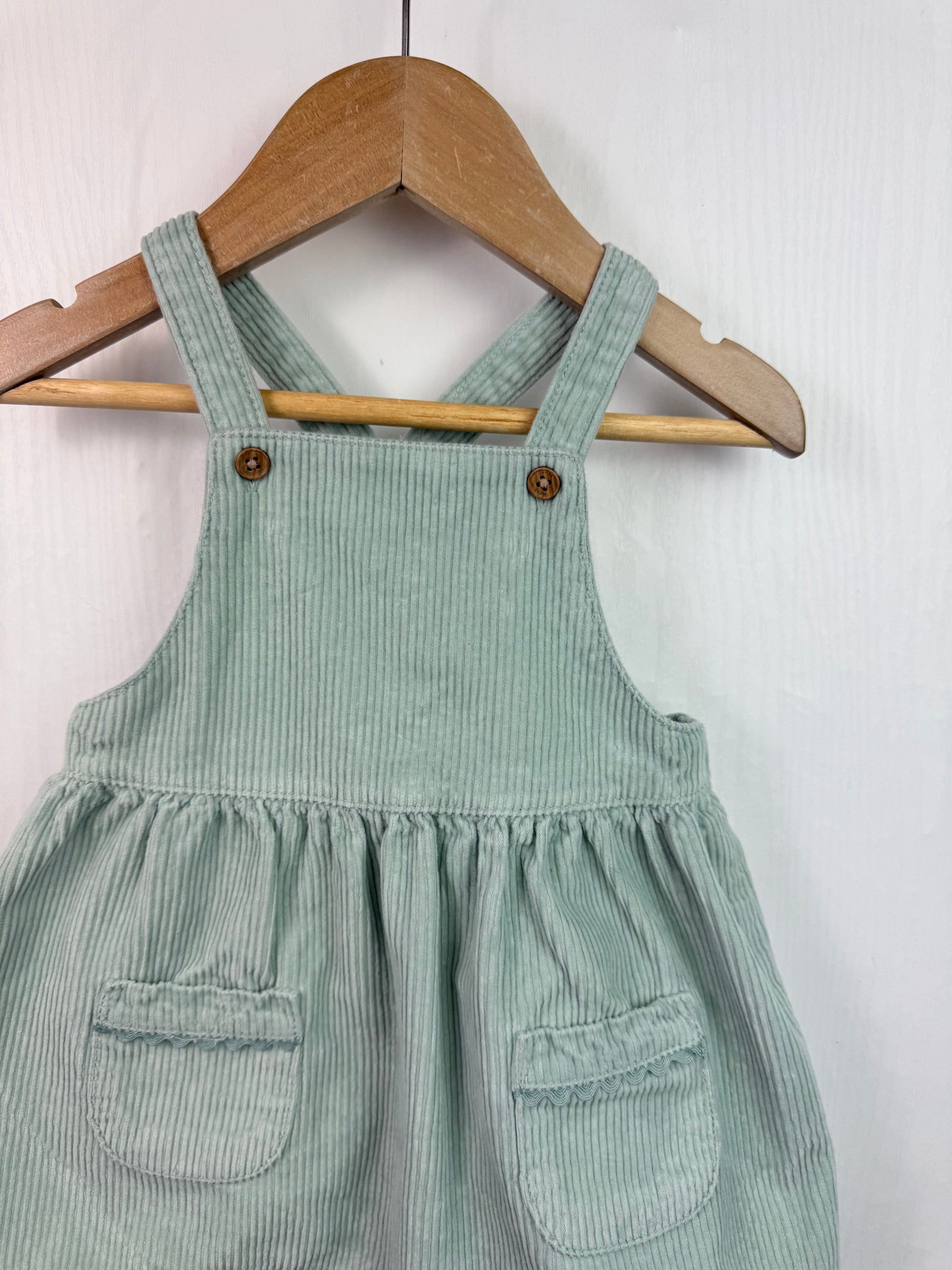 Next Light Green Corduroy Dress - Baby Girls 6 - 9 Months - Little Ones Preloved. Second Hand Children's & Preloved Baby, Kids, Girls & Boys Clothes. UK online