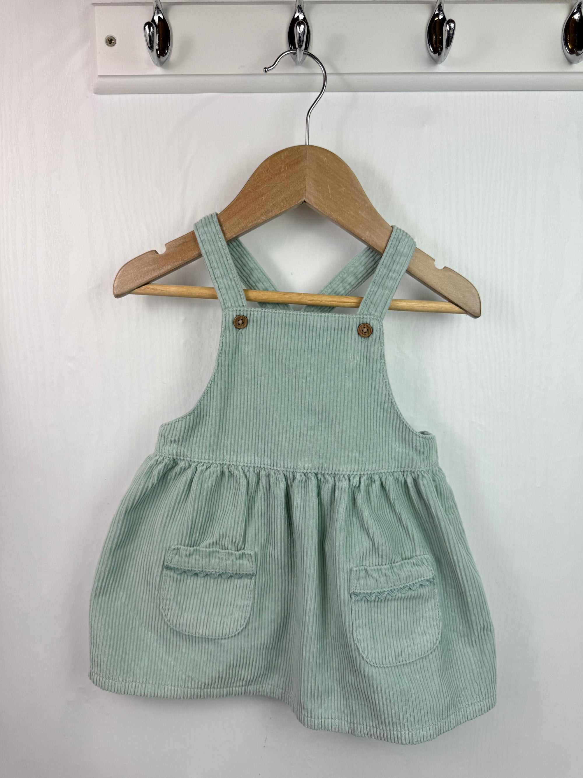 Next Light Green Corduroy Dress - Baby Girls 6 - 9 Months - Little Ones Preloved. Second Hand Children's & Preloved Baby, Kids, Girls & Boys Clothes. UK online