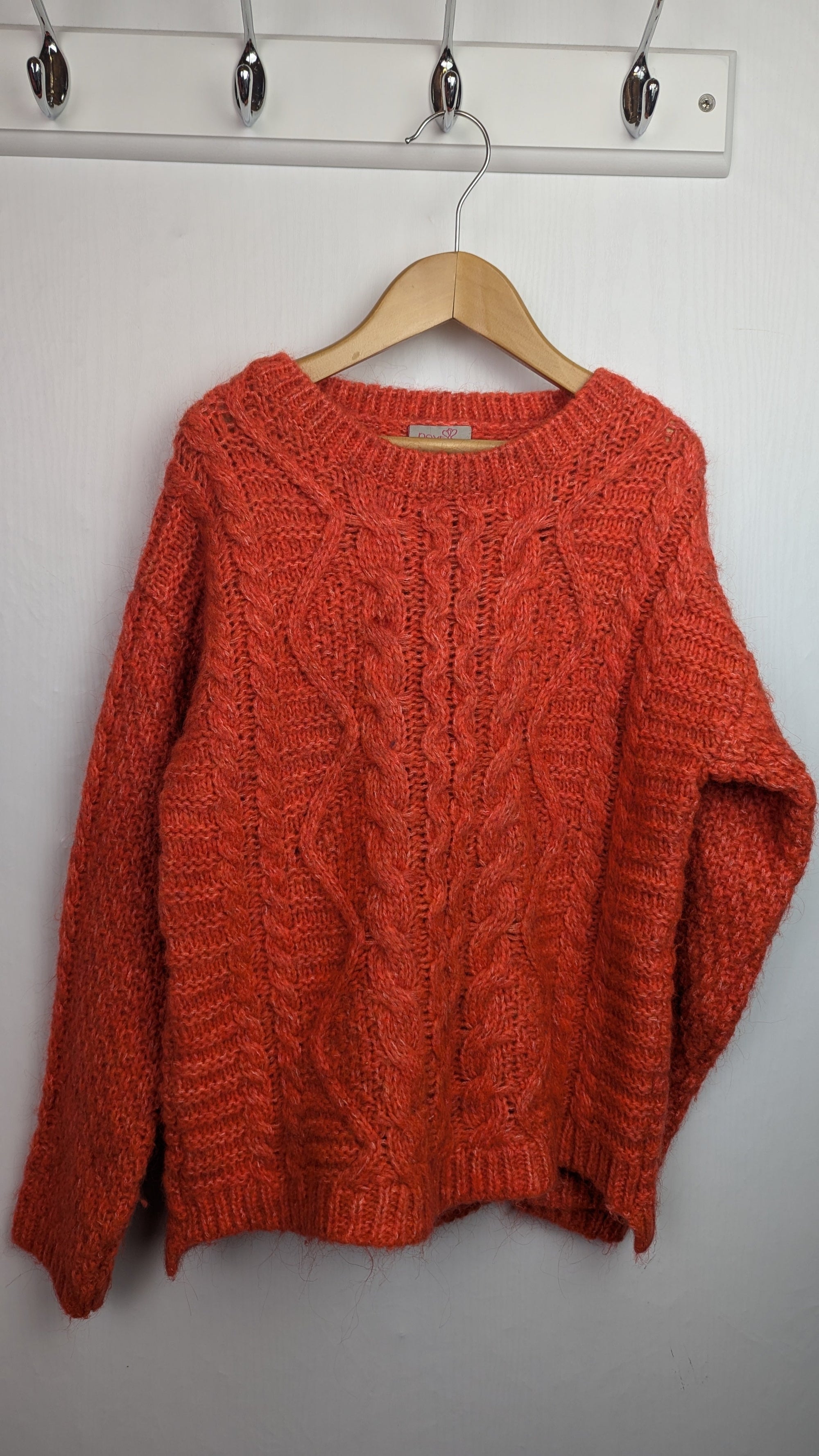 Next Light Red Chunky Knit Jumper - Girls 9 Years - Little Ones Preloved. Second Hand Children's & Preloved Baby, Kids, Girls & Boys Clothes. UK online