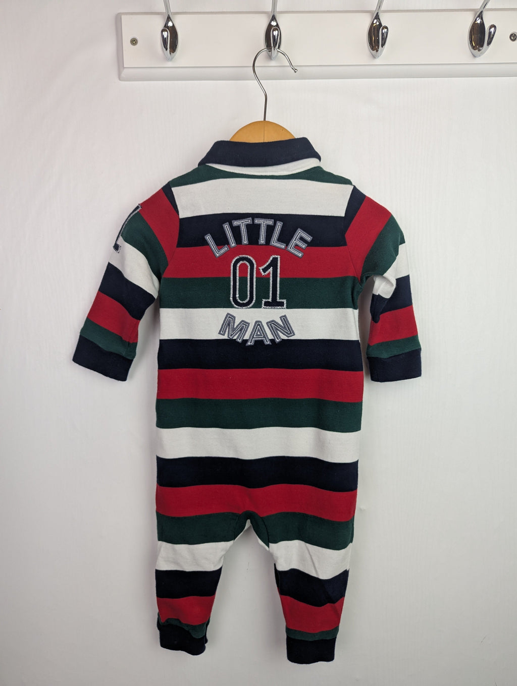 Next 'Little Man' Rugby Romper - Boys 6 - 9 Months - Little Ones Preloved. Second Hand Children's & Preloved Baby, Kids, Girls & Boys Clothes. UK online