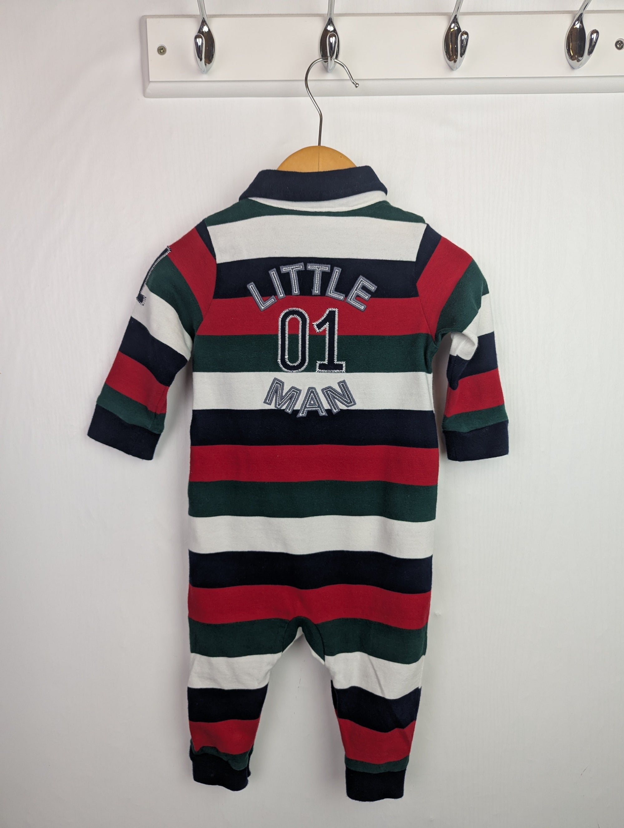 Next 'Little Man' Rugby Romper - Boys 6 - 9 Months - Little Ones Preloved. Second Hand Children's & Preloved Baby, Kids, Girls & Boys Clothes. UK online