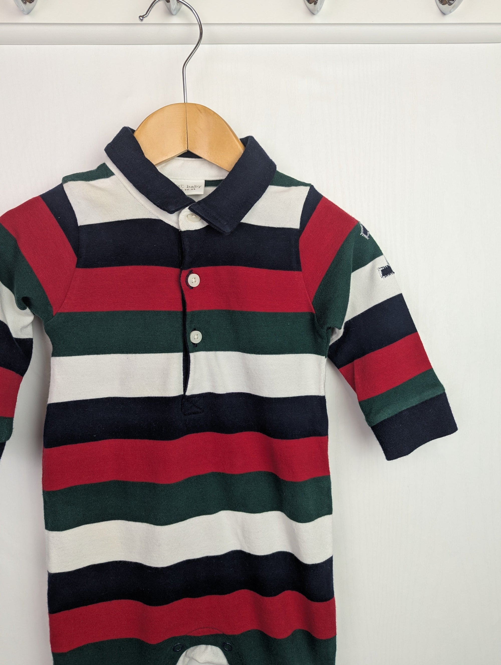 Next 'Little Man' Rugby Romper - Boys 6 - 9 Months - Little Ones Preloved. Second Hand Children's & Preloved Baby, Kids, Girls & Boys Clothes. UK online